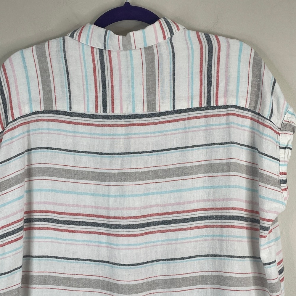 Weatherproof Vintage Beachy Linen Blend Top Large Coastal Striped Vacation Tie - Picture 14 of 15